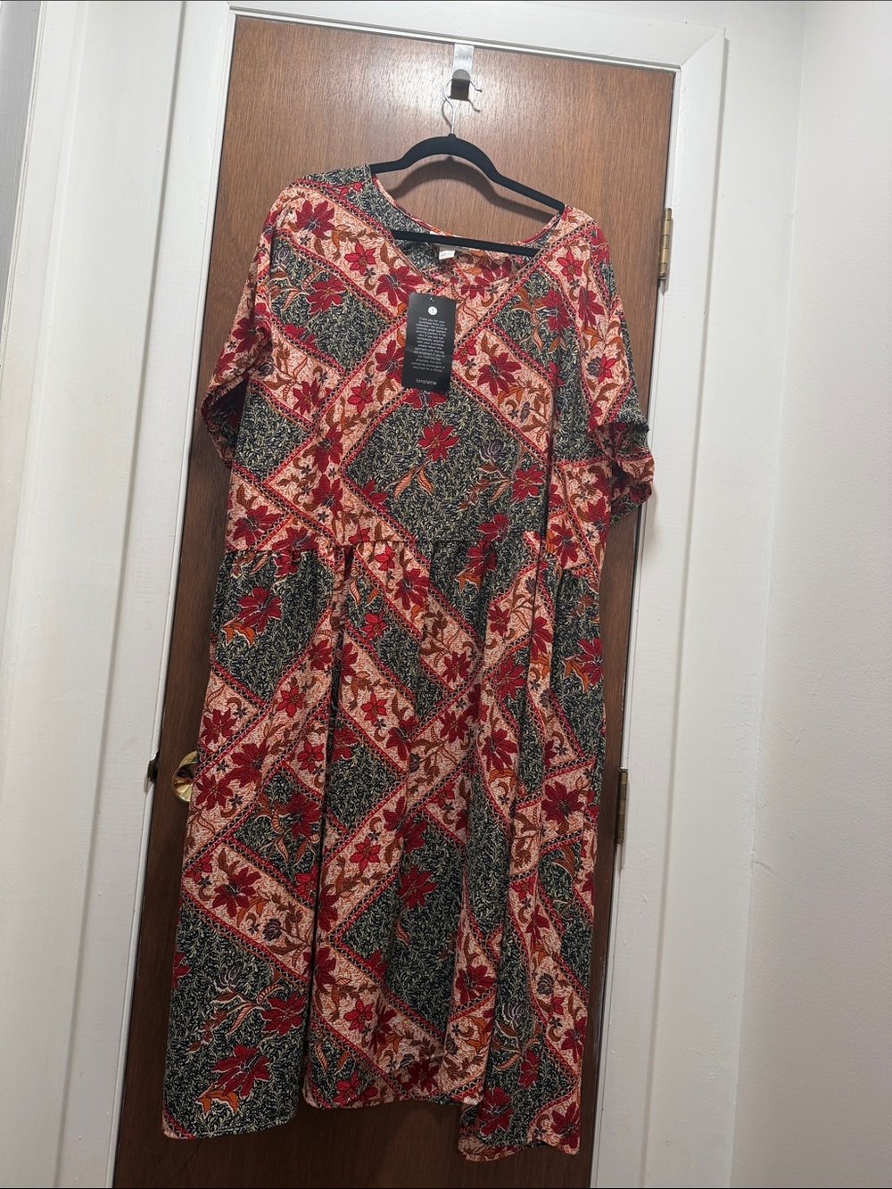 loralette Red and Green Patchwork Floral Maxi Dress